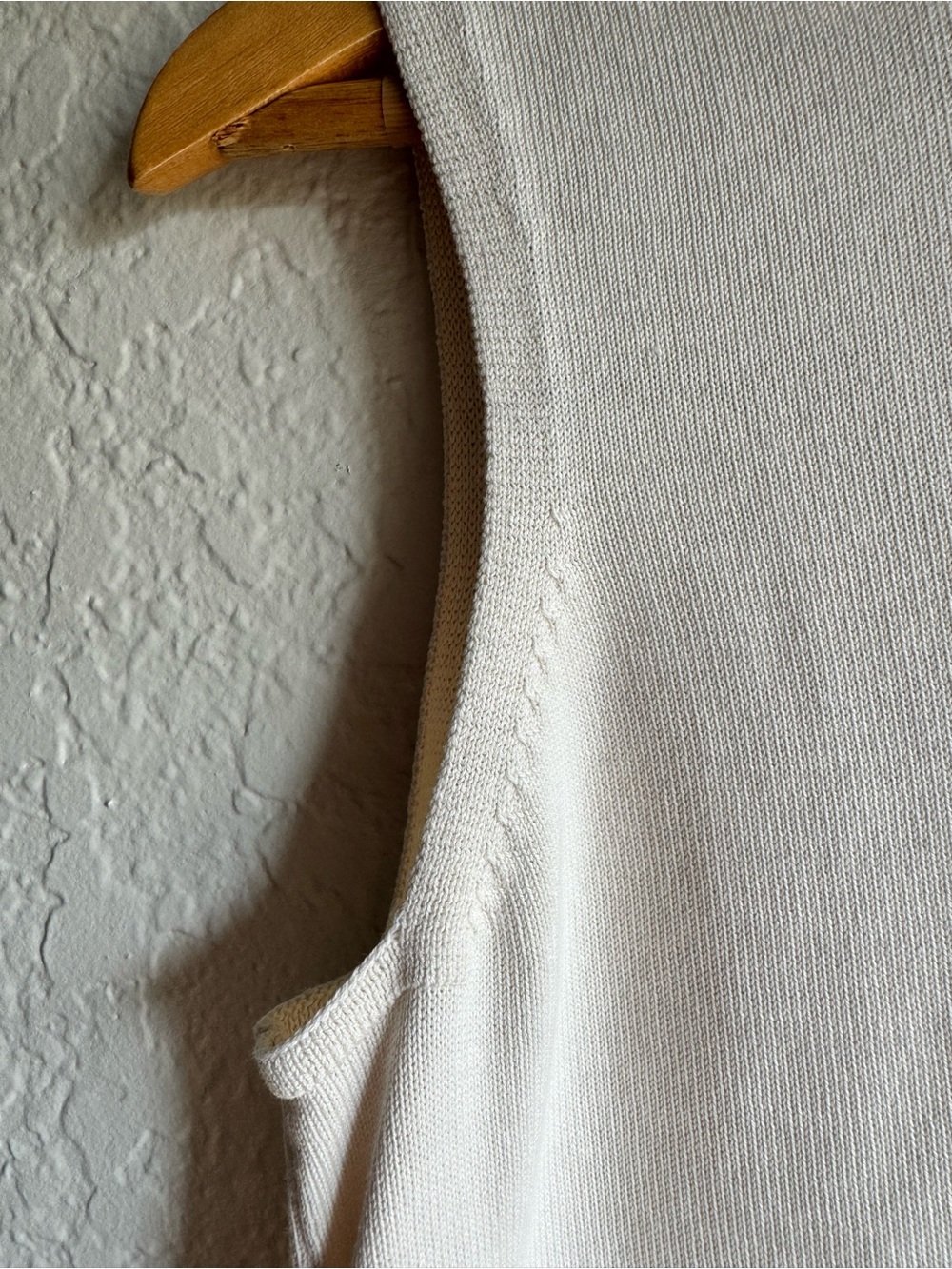 Coldwater Creek Silk Cotton Blend Ribbed Knit Tank Top Shell Cream SzM - Picture 4 of 6